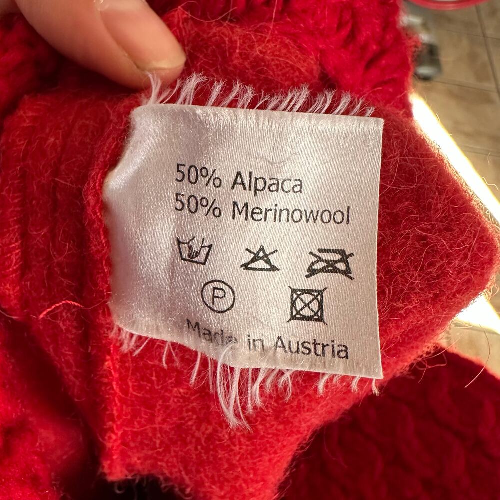 STEINER 1888 Austrian Poncho Cape‎ Alpaca Merino Wool Red One Size Holiday - Picture 8 of 9